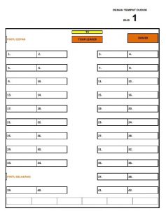 Denah Kursi Bus Pariwisata Seat 2-2 dan 2-3
